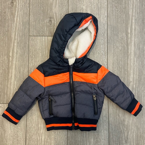 Rothschild Other - Rothschild Navy Orange and Gray Puffer Snow Cold Weather Jacket for Kids 3/6Mos